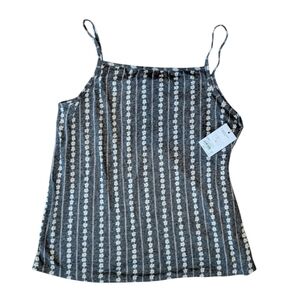 NWT Sonoma Black and White Patterned Tank Top Women's Size Large